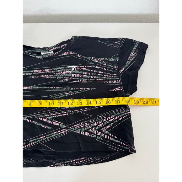 Gymshark Womens Cropped Black Short Sleeve Top Size Medium Workout Gym Lifting - Picture 2 of 7